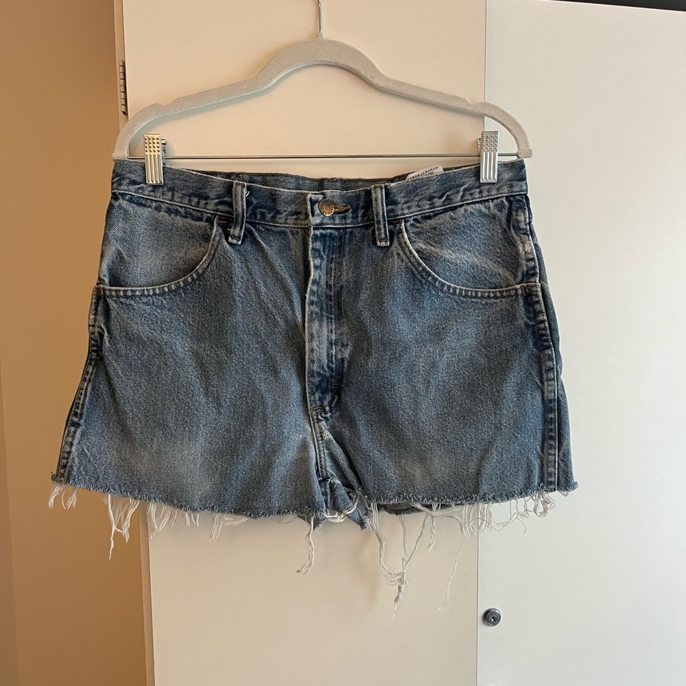 Medium wash denim shorts